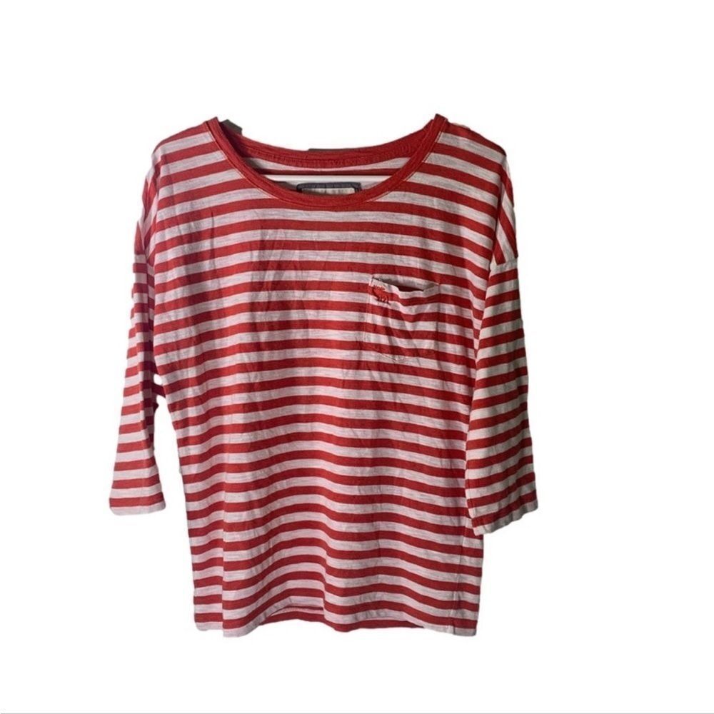 Abercrombie and Fitch Medium Red and White Stripe Y2K‎ Top
